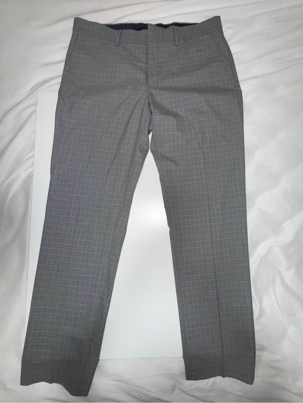 Kenneth Cole Slim Gray Plaid Dress Pants